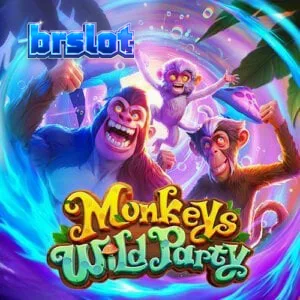 Interface colorida e dinâmica do slot Monkeys Wild Party em um dispositivo móvel.